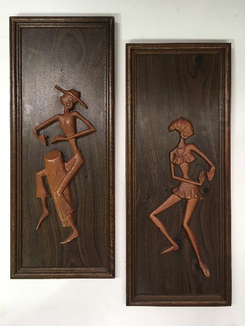 ARTWORK, 1950s Wall Art (Wooden Pair)